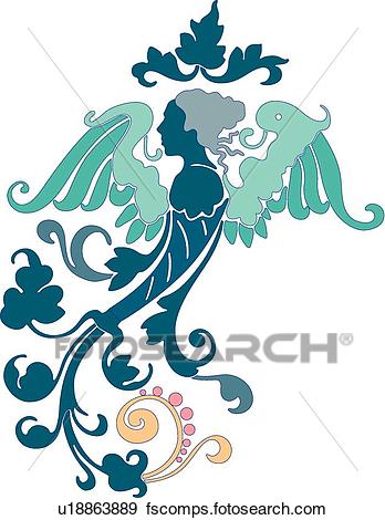 348x470 Clip Art Of Side View Of An Angel U18863889