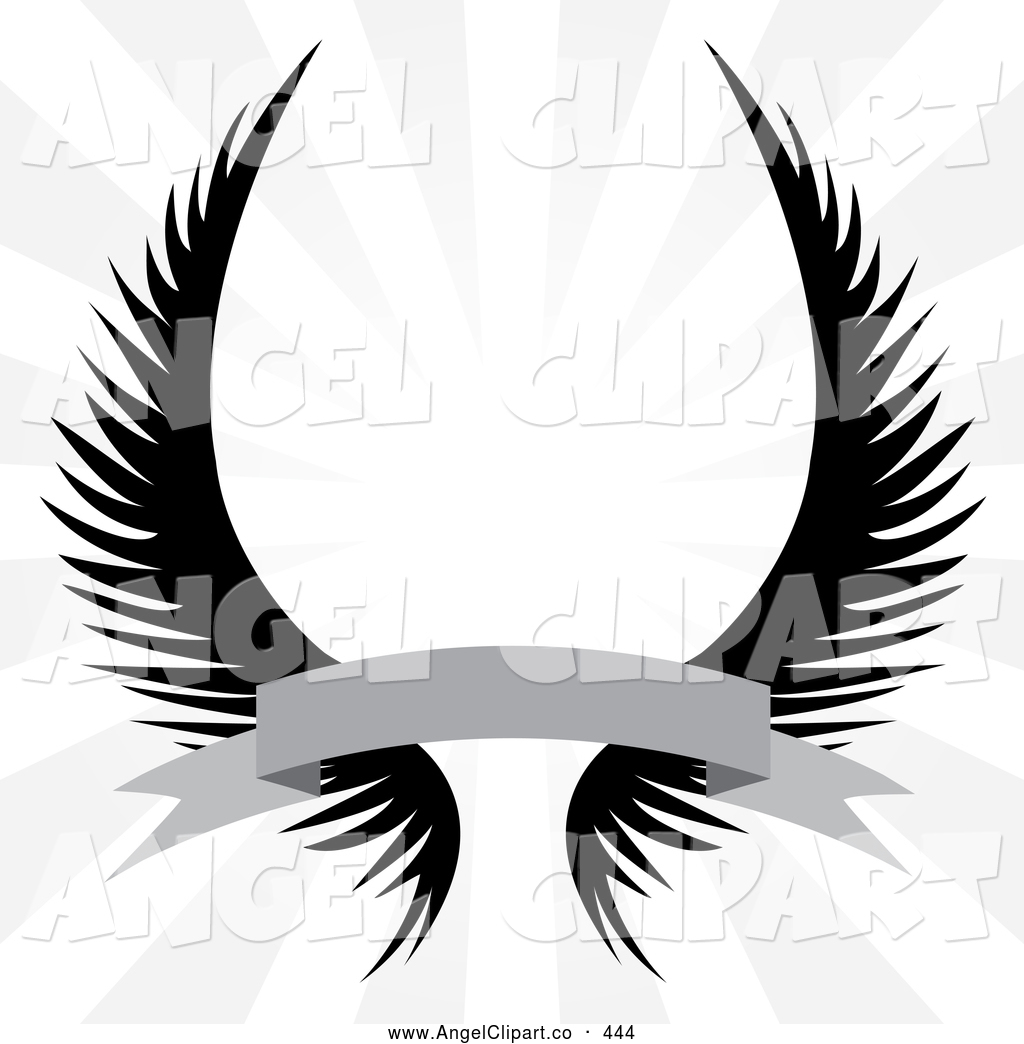 1024x1044 Clip Art Of A Set Of Spooky Gothic Angel Wings With A Banner Over