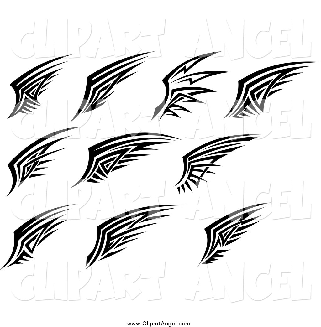 1024x1044 Illustration Vector Of Black And White Tribal Angel Wings By