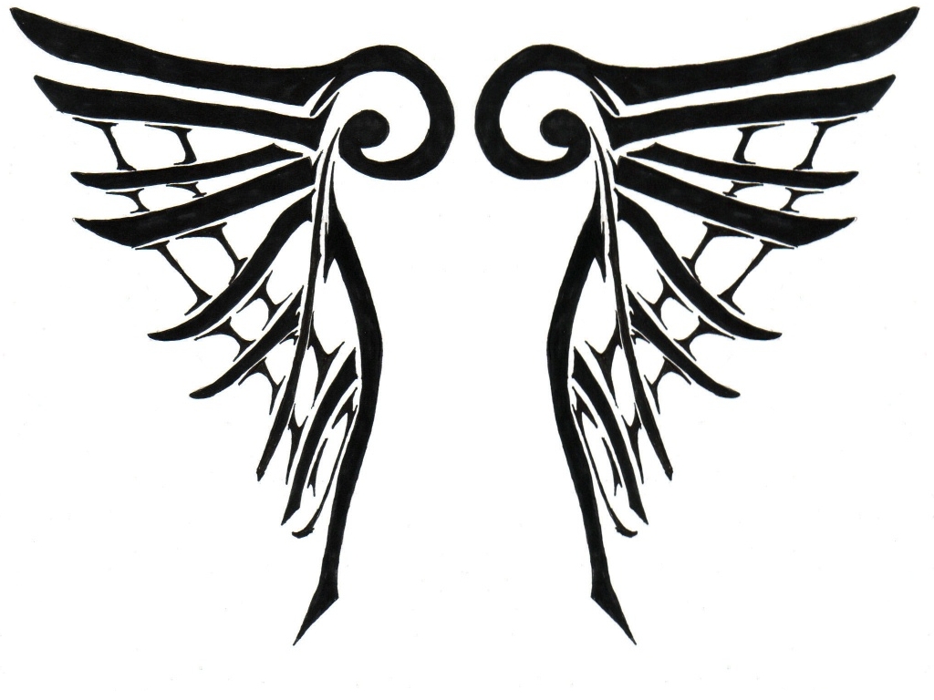 1024x768 Tribal Angel Wings By Pink Kitsune