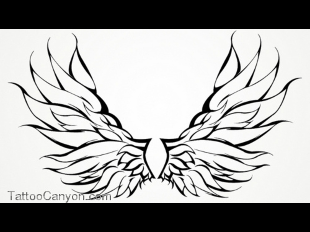1024x768 Angle Wings Wings Tattoo Angel Tribal Outline Design Picture