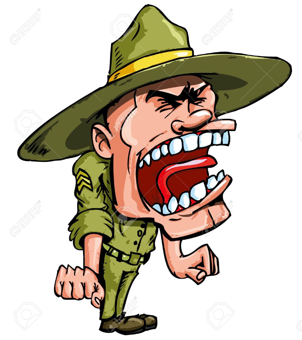 1155x1300 Angry Cartoon Drill Sergeant Screaming In Anger Royalty Free