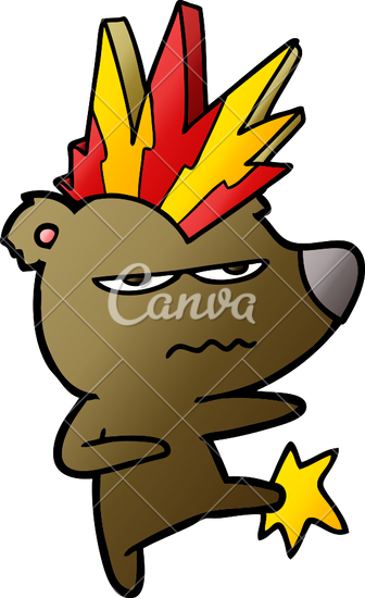 336x550 Angry Punk Bear Cartoon Kicking