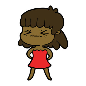 300x300 Portrait Of An Angry Girl Cartoon. Royalty Free Stock Image