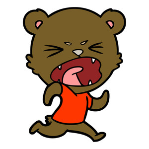 300x300 Angry Bear Cartoon Running Royalty Free Stock Image