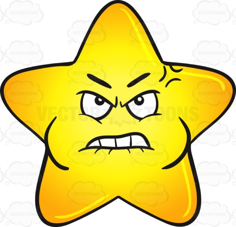 800x770 Single Gold Star Cartoon Looking Mad And Bruised Emoji Cartoon