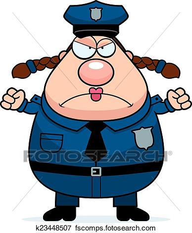 388x470 Clip Art Of Angry Police Woman K23448507