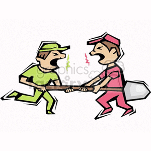 300x300 Royalty Free Two Angry Farmers Fighting Over A Shovel 128241