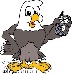 294x300 Clip Art Illustration Of Bald Eagle Holding Cell Phone