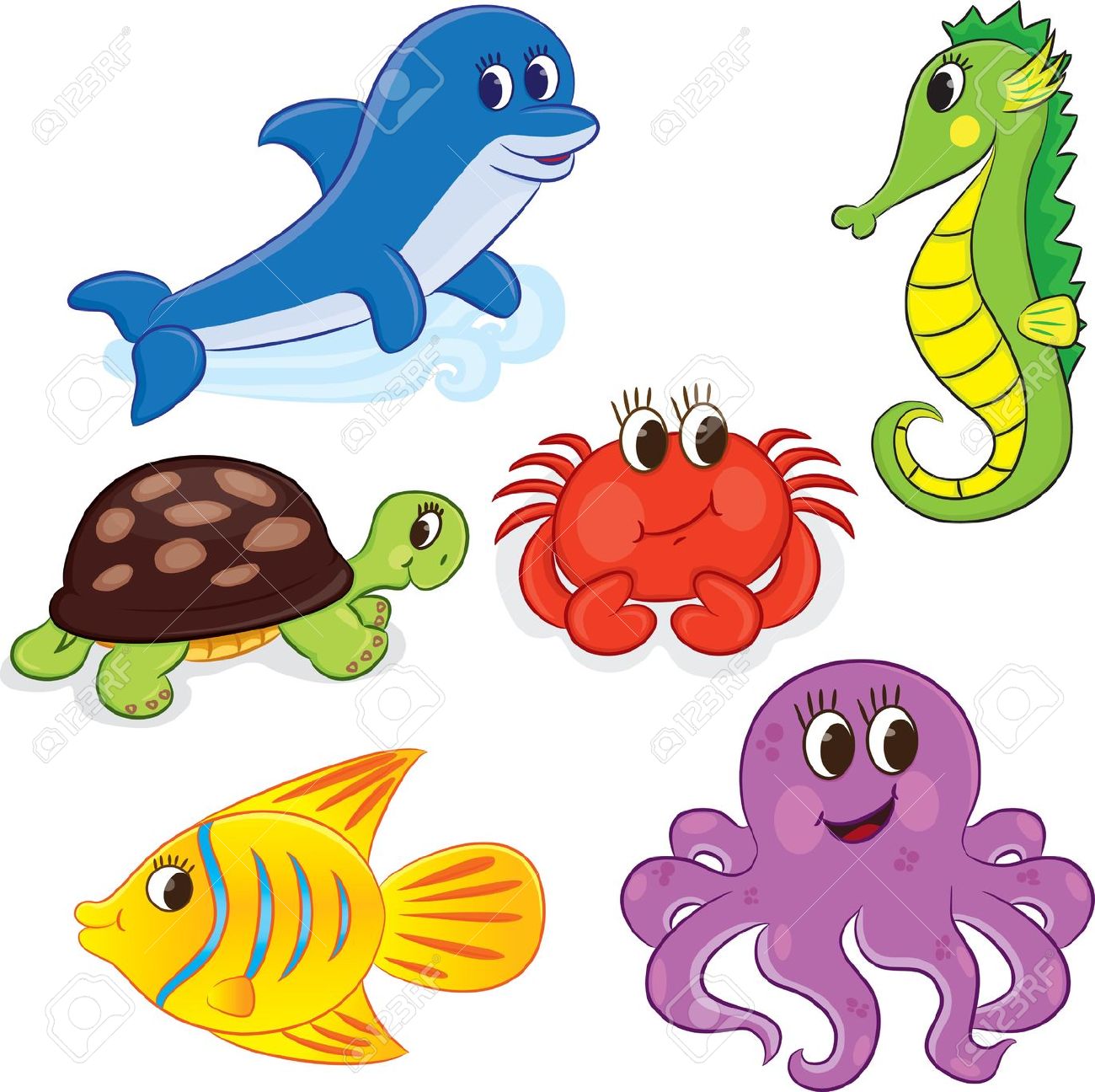 1300x1296 Sea Animals Clipart Color