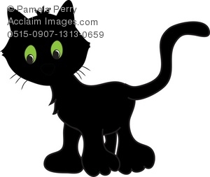 300x253 Art Illustration Of A Black Cat With Green Eyes