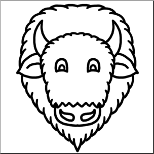 304x304 Clip Art Cartoon Animal Faces Bison Bampw I Abcteach