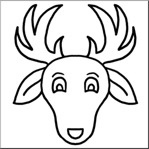 304x304 Clip Art Cartoon Animal Faces Deer Bampw I Abcteach
