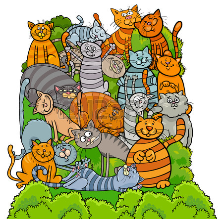 450x443 Cartoon Illustration Of Funny Cats Or Kittens Animal Group Royalty