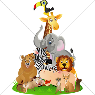 325x325 Vector Jungle Animal Cartoon Gl Stock Images