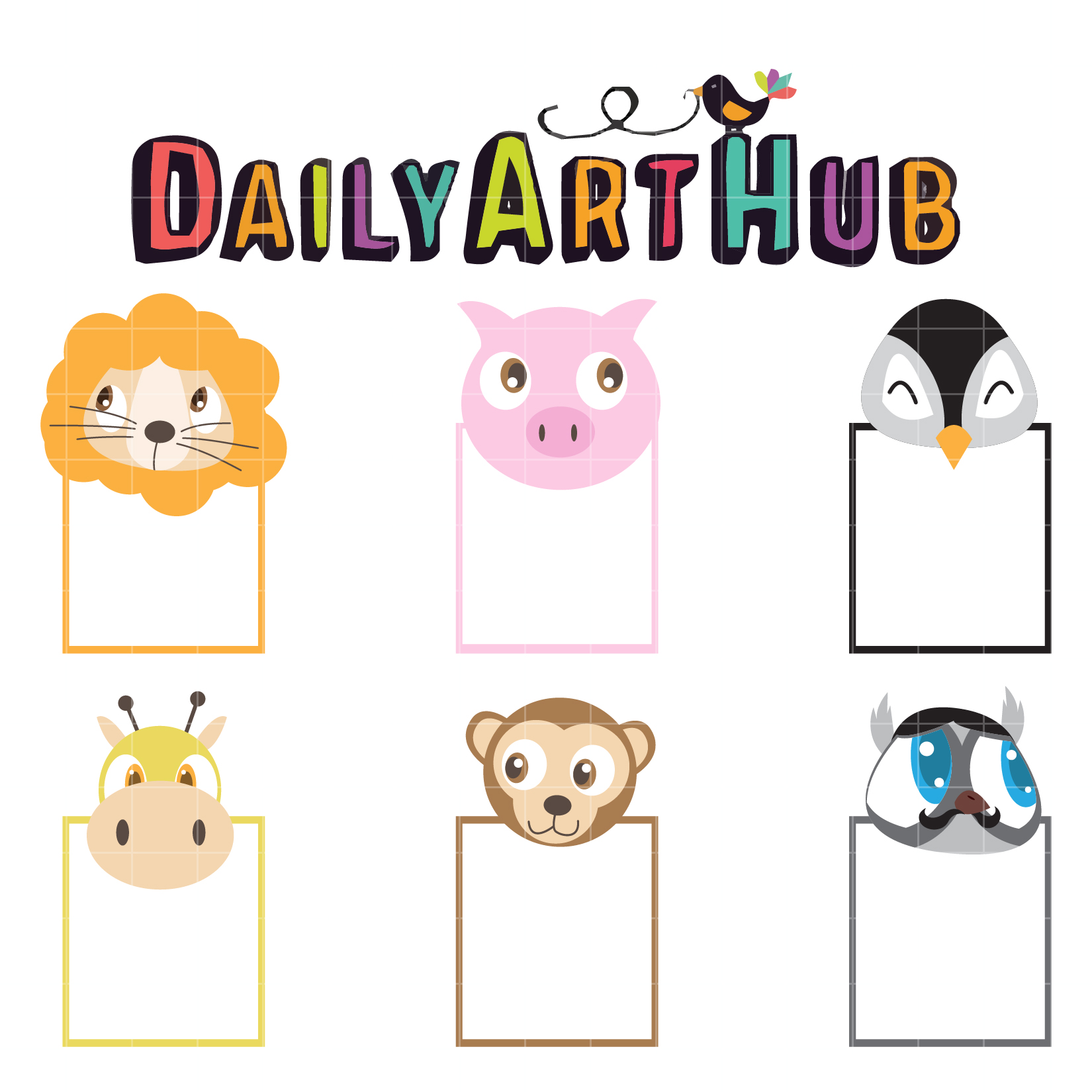 1650x1650 Animal Head Notes Clip Art Set Daily Art Hub