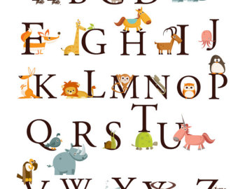 340x270 Alphabet Animals A Z Large Set Kids Wall Art Decals Stickers