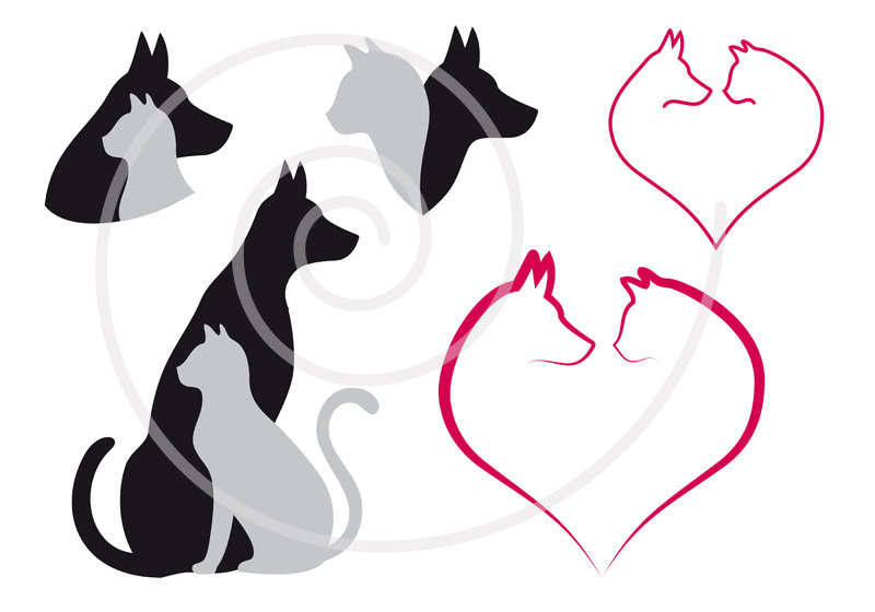 800x560 Cat And Dog Digital Clip Art Set Pet Animal Clipart Heart