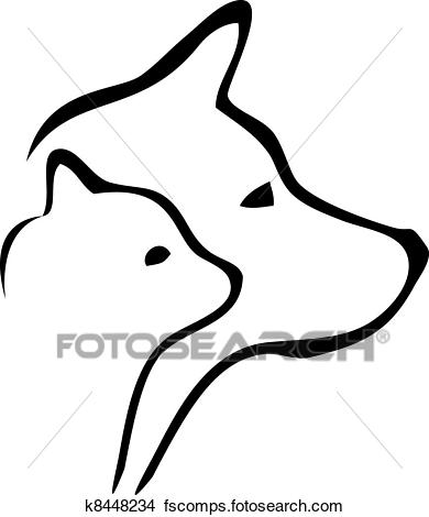 390x470 Clipart Of Cat And Dog Heads Logo K8448234