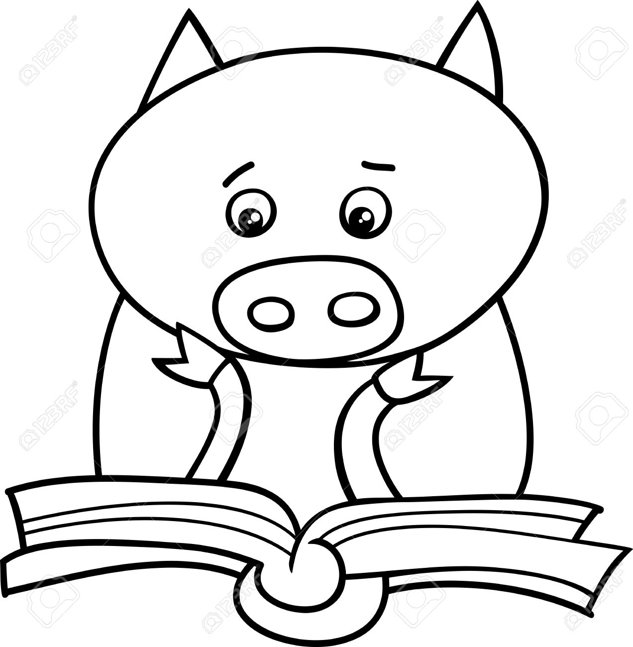 1272x1300 Black And White Cartoon Illustration Of Funny Pig Animal Character