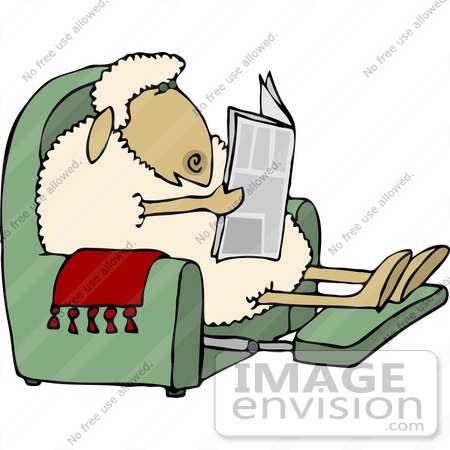 450x450 Sheep In A Chair Reading A Newspaper Clipart