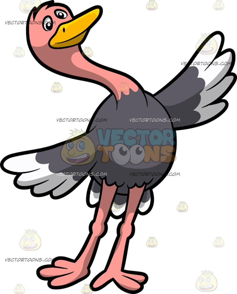 826x1024 A Dancing Ostrich Cartoon Clipart