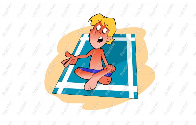 800x510 Beach Man With Sunburn Character Clip Art
