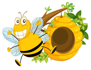 300x229 Illustration Of Tree With Beehive Surrounded By Bees On