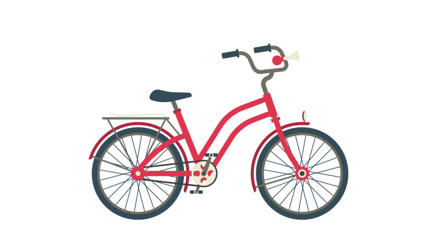 852x480 Animated Red City Bicycle With Spinning Wheels And Pedals. Looped