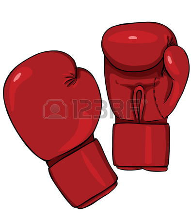 394x450 Vector Cartoon Blue Boxing Gloves On White Background Royalty Free