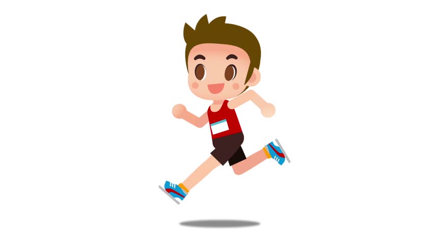 852x480 Flat Style Animated Fat Man Cartoon Character Running On A Blue