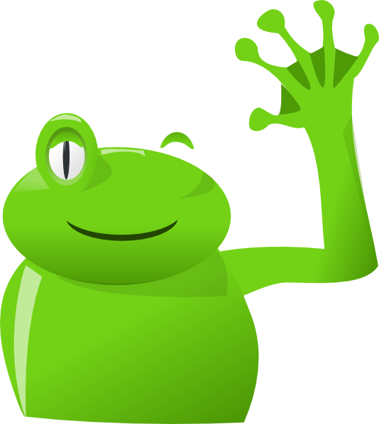 534x598 Frog Wave Left Clip Art