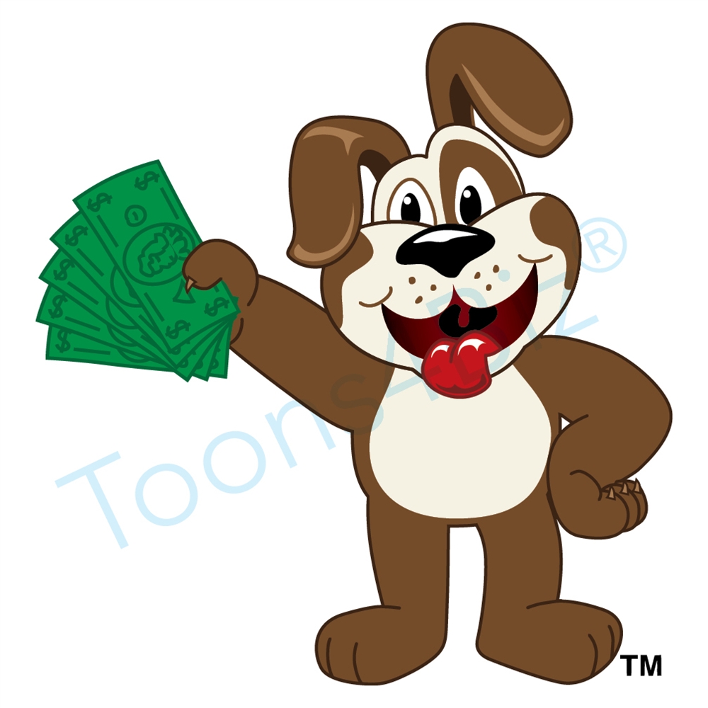 1000x1000 Puppy Mascot Holding Money Clip Art