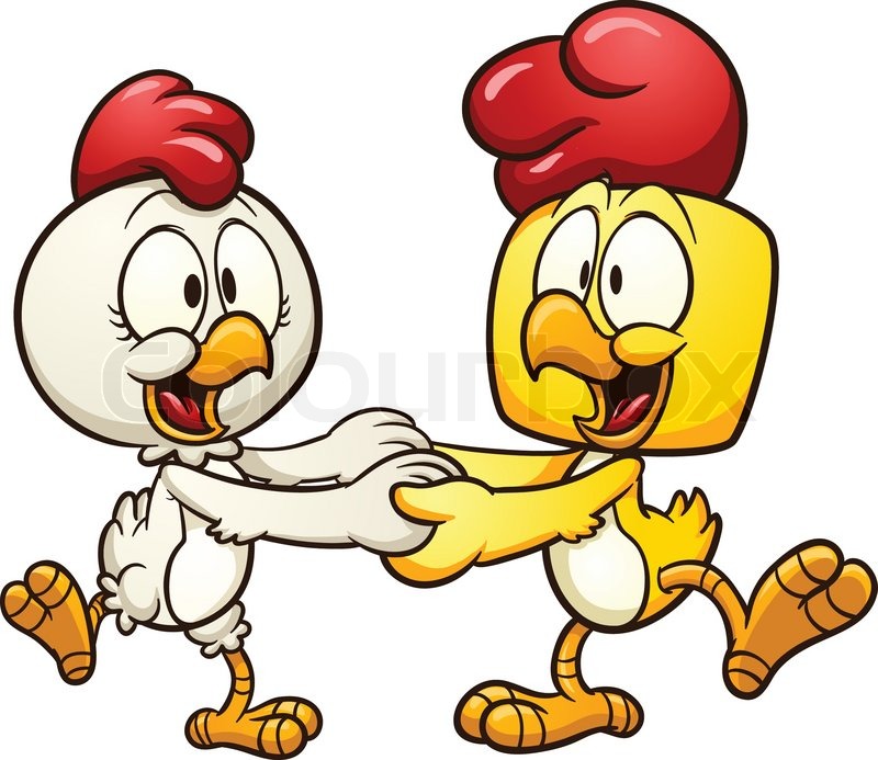800x693 Cartoon Dancing Chickens. Vector Clip Art Illustration With Simple