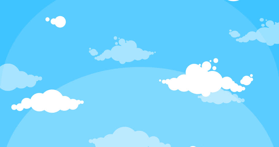 910x480 Cartoon White Clouds Moving Up Blue Sky Background Loop Animation