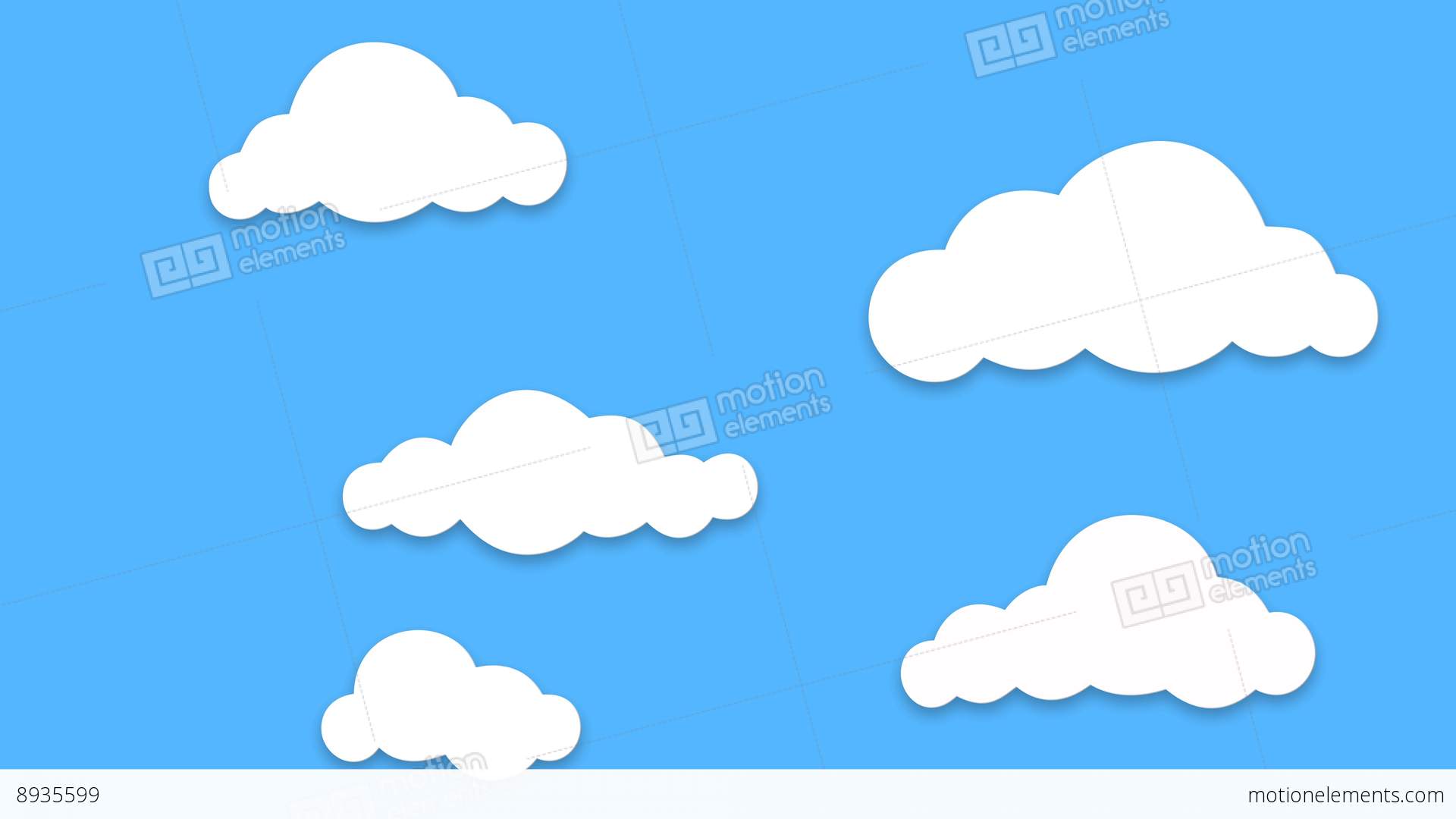 1920x1080 Different Shape Cartoon Clouds Popup And Floating On Blue