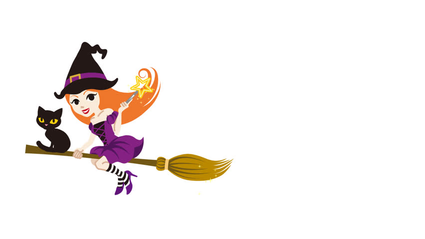 852x480 Halloween Witch Animation Isolated,alpha Channel Stock Footage