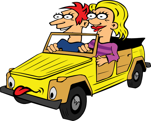 600x480 Girl And Boy Driving Car Cartoon Clip Art
