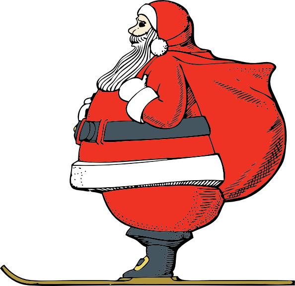 594x576 Skiing Santa Clip Art