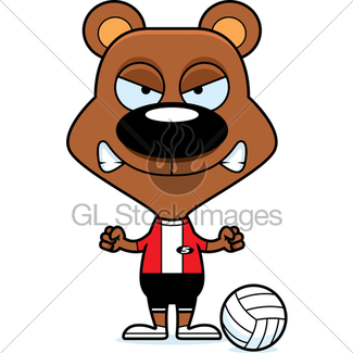 325x325 Cartoon Smiling Volleyball Player Bear Gl Stock Images