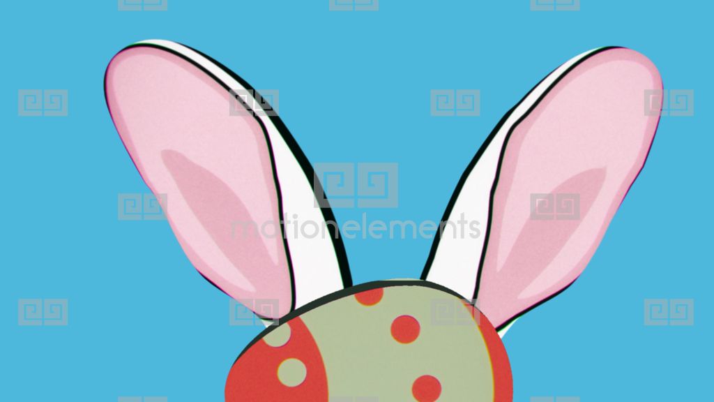 1024x576 Rabbit Hiding Behind Easter Egg, Toon Style Stock Animation 2828183