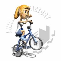 200x200 Girl Riding Bike With No Hands Animated Clipart Animations