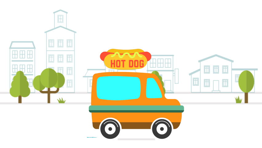 852x480 Car Animation Against The Background Of City.2d Animation. Moving