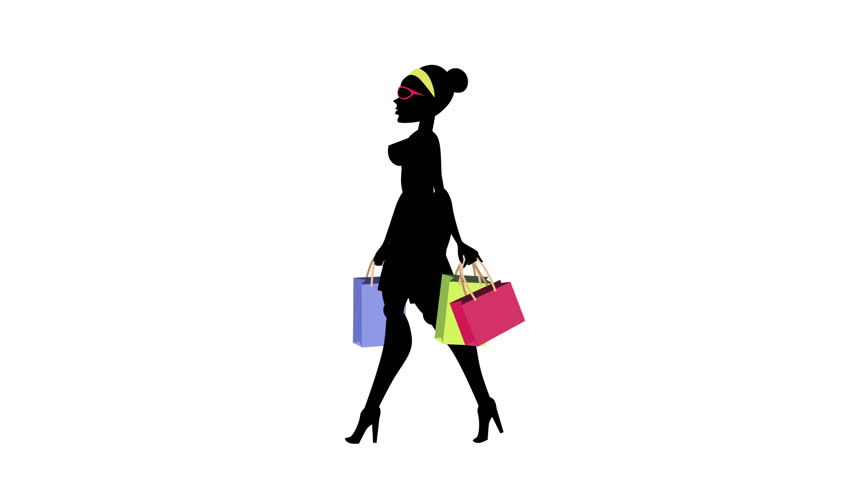 852x480 Fashion Girl Animated Character Shopping Walk Cycle 04 Stock