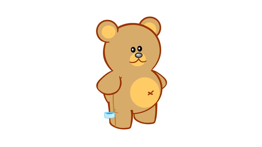 852x480 High Definition. Cute Teddy Bear Cartoon Animation On White