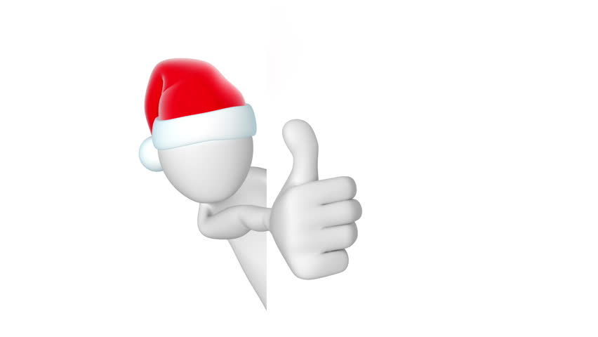 852x480 Santa, Thumbs Up. 3d Animation With Alpha Matte Stock Footage