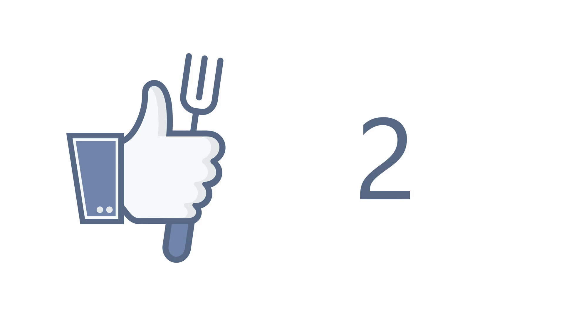 1920x1080 Animation Thumb Up With Fork Icon On White Background. Food