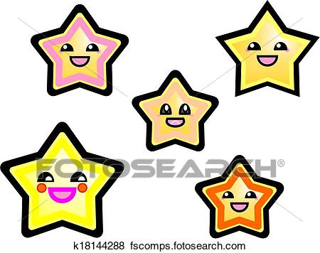 450x356 Clip Art Of Vector Kawaii Anime Star Set K18144288