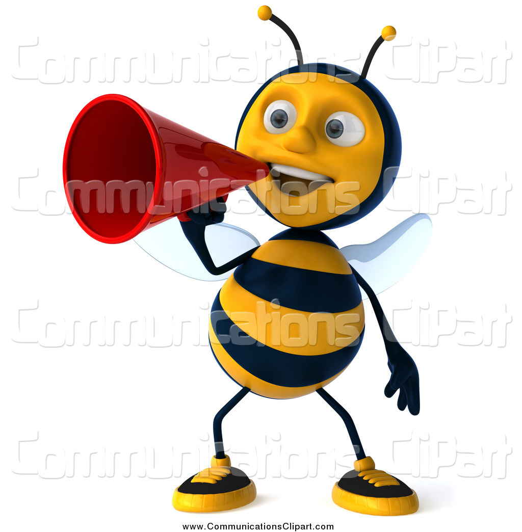 1024x1044 Communication Clipart Of A 3d Bee Announcement With A Megaphone By