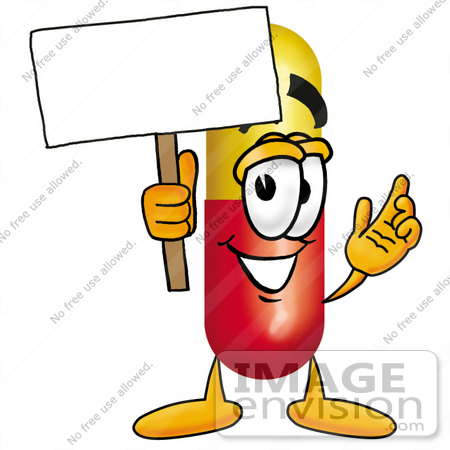 450x450 Clip Art Graphic Of A Red And Yellow Pill Capsule Cartoon
